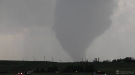 Large, violent tornado which damaged farms near Simla, Colorado