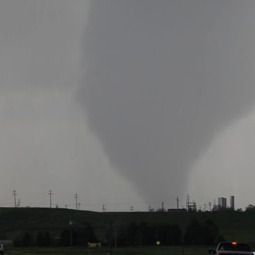 Large, violent tornado which damaged farms near Simla, Colorado