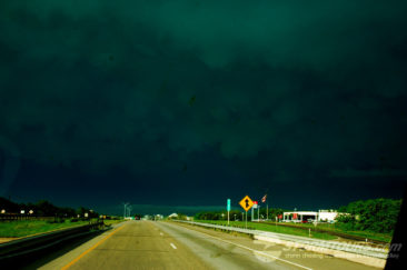 storm over road