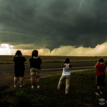 storm chasers watching tornado