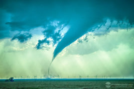 Tornado in Wind Turbine Farm