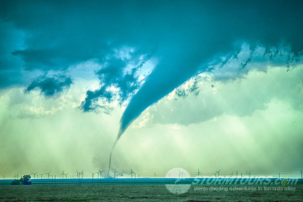 Tornado in Wind Turbine Farm